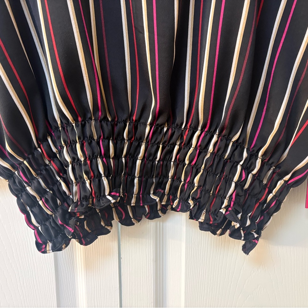 Vince Camuto Striped Black and Red Women's Top - Picture 3 of 9